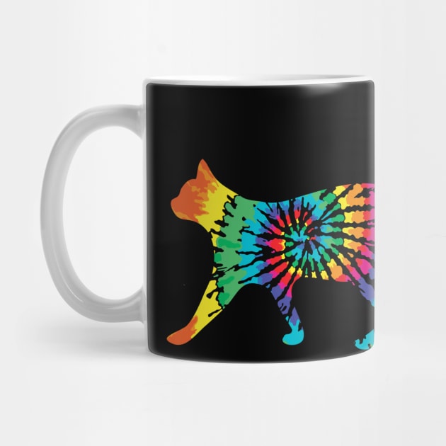 Tie Dye Cat Colorful Rainbow Peace Hippy by aneisha